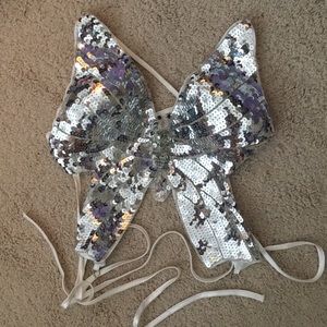 Silver butterfly wrap top